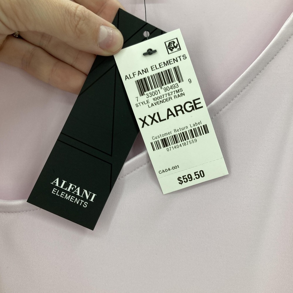 Alfani Shirt Womens 2XL Lavender Rain Lilac Cold Shoulder Stretch Asymmetrical - Picture 5 of 15